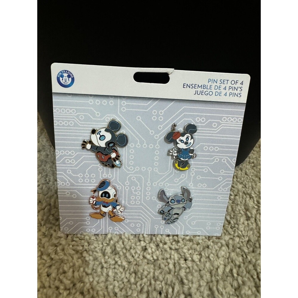 Disney 4 Pin Set Astro Robot Booster Stitch Mickey Minnie Donald New Tron Lot